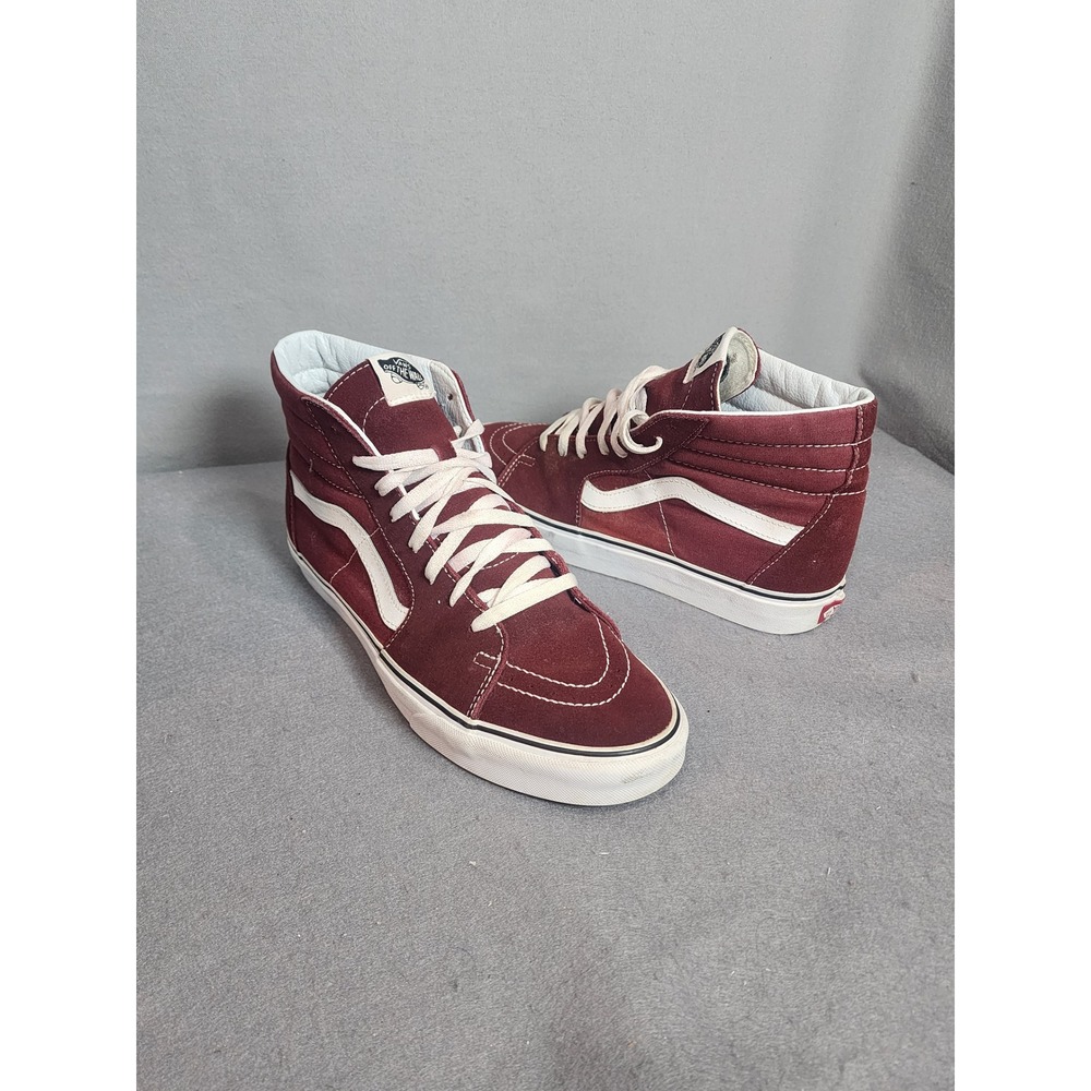 Vans Sk8-Hi Sneakers Burgundy Suede Canvas High Top Unisex Shoes